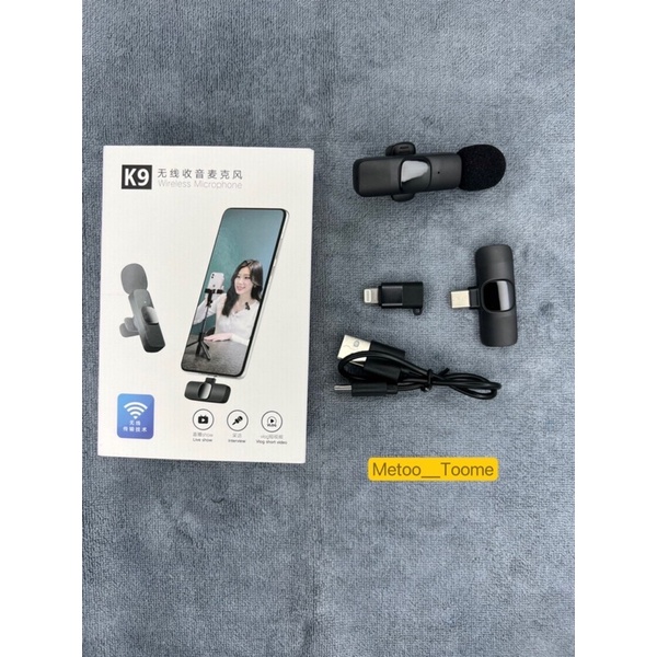 Wireless Microphone K9 ไมค์ไลฟ์สดไมค์คู่ ios ไมค์เดี่ยว Tpye-Cกับ ios แบบหนีบปกเสื้อ ไมโครโฟนไร้สาย