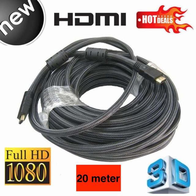ลดราคา สาย TV HDMI 20.เมตร สายถักรุ่น V1.4 HDMI CABLE 3D FULL HD 1080P #สินค้าเพิ่มเติม สายต่อจอ Monitor แปรงไฟฟ้า สายpower ac สาย HDMI