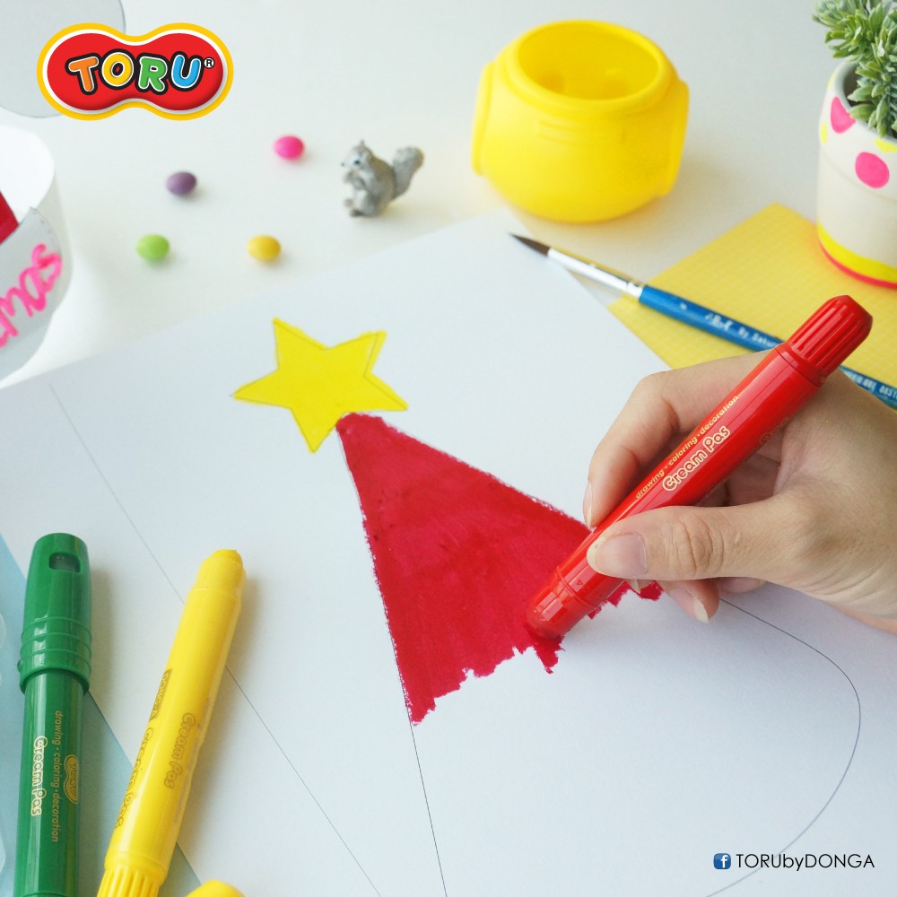 TORU(โทรุ) ปากกาครีมพาส ระบายน้ำ สีสำหรับเด็ก ปลอดสารพิษ ไม่เป็นอันตรายกับเด็ก รหัส TR-CREAMPAS — صورة 7