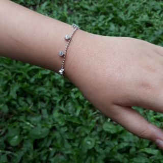 สร้อย สร้อยข้อมือ สร้อยข้อมือแฟชั่น  ❤ สร้อยแฟชั่น คริสตัล ชุบทองคำขาว bracelet fashion Minimal มินิมอล กลม crystal