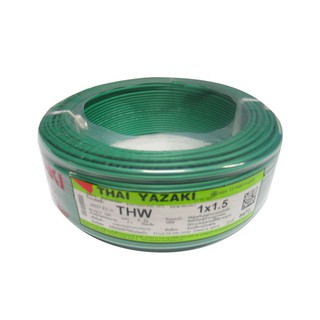 THW power cord ELECTRIC WIRE THW IEC01 YAZAKI 60227IEC01 1X1.5SQMM 100M GREEN Power cable Electrical work สายไฟ THW สายไ