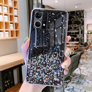 เคสโทรศัพท์มือถือแบบนิ่ม TPU ใส ลายดาวอวกาศ ระยิบระยับ สําหรับ OPPO Reno7 Reno6 Z Pro A96 A76 4G 5G Reno7Pro 7Pro Reno 7 7Z 7Pro Reno 6 6Z 6Pro