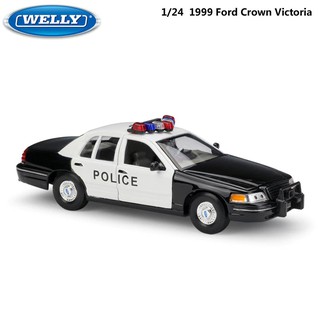 รถโมเดล รถตำรวจ ประตูและหน้ารถเปิดได้ Welly29370 ford 1999 crown victoria 1:24