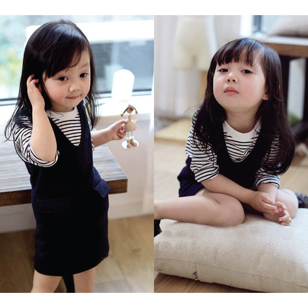 เดรสเด็ก อัน-ยอง-ฮา-เซ-โย สไตล์สาวน้อยเกาหลี Set 2 ชิ้น เสื้อตัวใน+กระโปรงตัวนอก