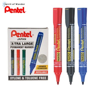 Pentel ปากกาเคมี ปากกา Permanent เพนเทล N450 (กล่องละ 12 ด้าม)