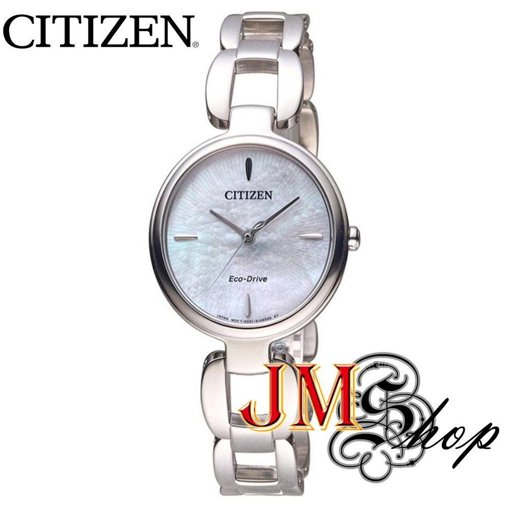 CITIZEN Eco-Drive นาฬิกาข้อมือผู้หญิง สายสแตนเลส รุ่น EM0420-89D (สีเงิน)