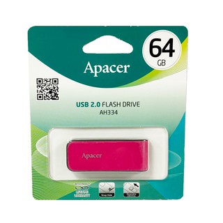 Apacer AH334 USB2.0 แฟลชไดร์ฟ 64GB สีชมพู (Apacer AP64GAH334P-1)