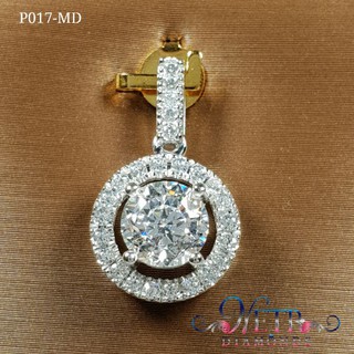 จี้เพชรขนาด 1 กะรัต เพชรเลียนแบบเพชรแท้ ทำจาก เพชร CZ, Cubic Zirconia หรือ เพชรโคลนนิ่ง ล้อมเพชร ทำจากเพชร CZ จากอเมริกา