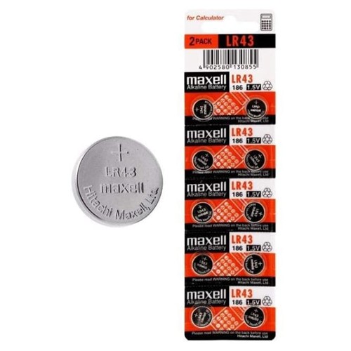 ถ่านกระดุม Maxell LR43  จำหน่ายยกแผง มี10 ก้อน