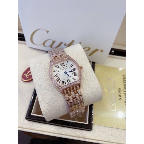 นาฬิกาผู้หญิงแบรนด์ Cartier งานHi-end Quartz movement 32mm. Pink-Gold