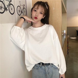 เสื้อเกาหลี Oversize แขนยาวจั๊ม สุดน่ารัก สีขาว