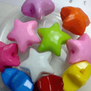 ลูกปัดดาว นูนสองด้าน คละสี
