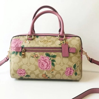 👑ผ่อน0%~แท้100%👑 2717 กระเป๋าสะพาย ROWAN SATCHEL IN SIGNATURE CANVAS WITH PRAIRIE ROSE PRINT