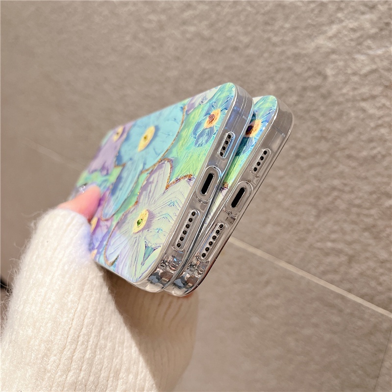 In Stock เคสโทรศัพท์ Fashion Casing VIVO V25 Pro V25e Y35 Y22 Y22s Y16 4G 5G 2022 New Girl Style Blu-ray Rhinestones Creative Painting Romantic Purple Flower Handphone Case Silicone Soft Cover เคส #8