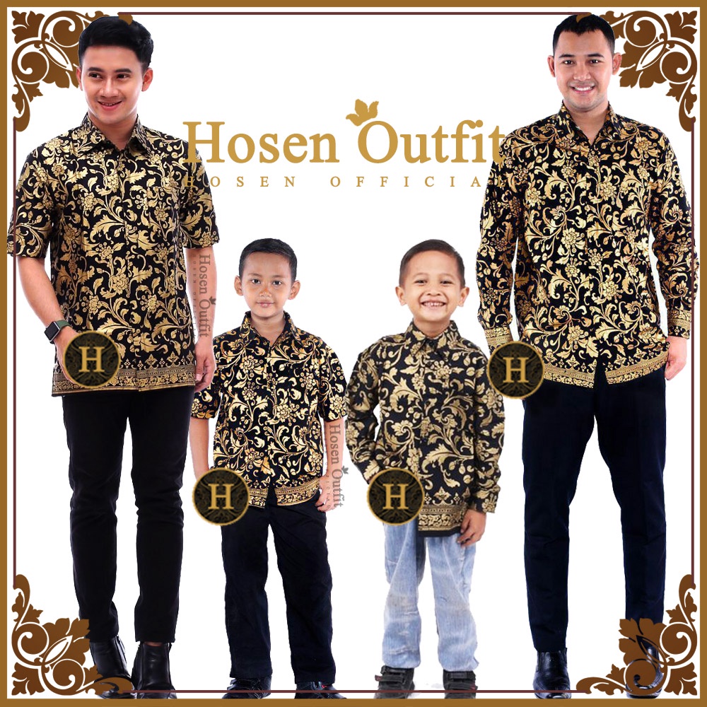 KEMEJA เสื้อคู่ / เสื้อบาติกแขนยาวพ่อสั้น Son Bakung Prodo Motif 1-14 ปี