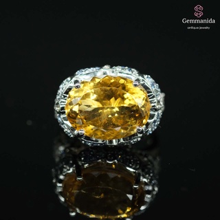 แหวนซิทริน ไพลิน และ white sapphire ขนาด 52