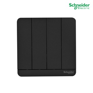 Schneider Electric สวิตช์ไฟทางเดียว 4 ช่อง, One Way Switch 16AX, 250V, 8.6x8.6x1cm. สีดำ รุ่น AvatarOn E - E8334L1_DG_G5