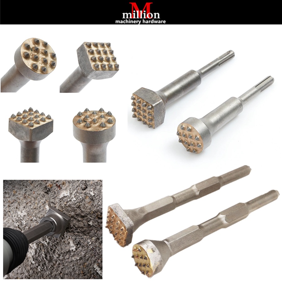 SDS Plus Hex Bushing ค้อนสิ่วจุด Groove Gouge แบนรอบสิ่วค้อนบิตหิน Slab/สะพาน/ผนัง/ซีเมนต์
