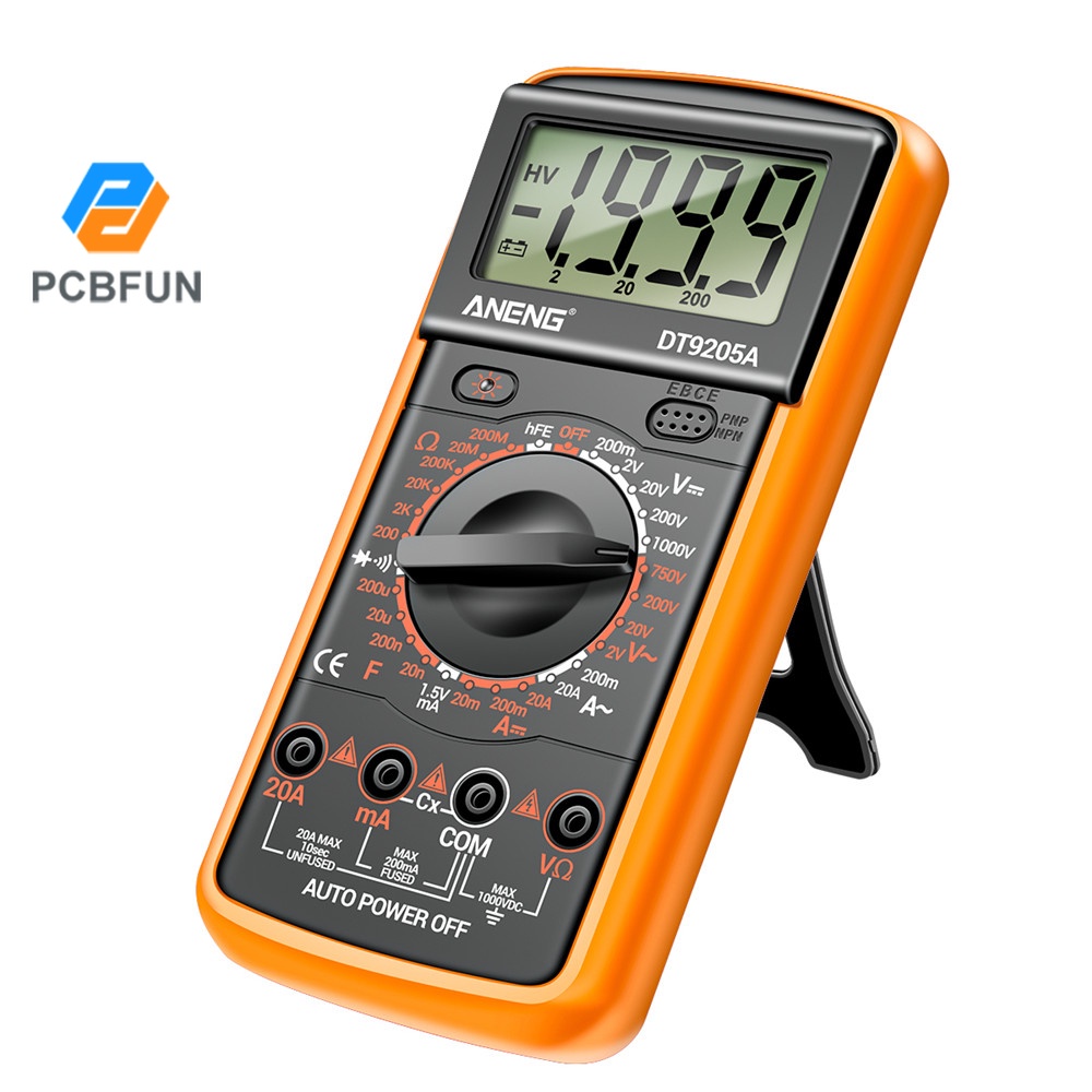 Pcbfun ANENG DT9205A อัจฉริยะความแม่นยําสูง Multi-function LCD Digital Multimeter เครื่องวัดทดสอบไฟฟ้าโวลต์แอมป์มิเตอร์ OHM เครื่องทดสอบตรวจสอบวงจรพร้อมแบตเตอรี่
