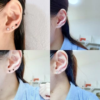 🇹🇭( EF02 )ต่างหูเพชร 6 คู่ ต่างหู รุ่นยอดนิยม เม็ดกลม Diamond Earings