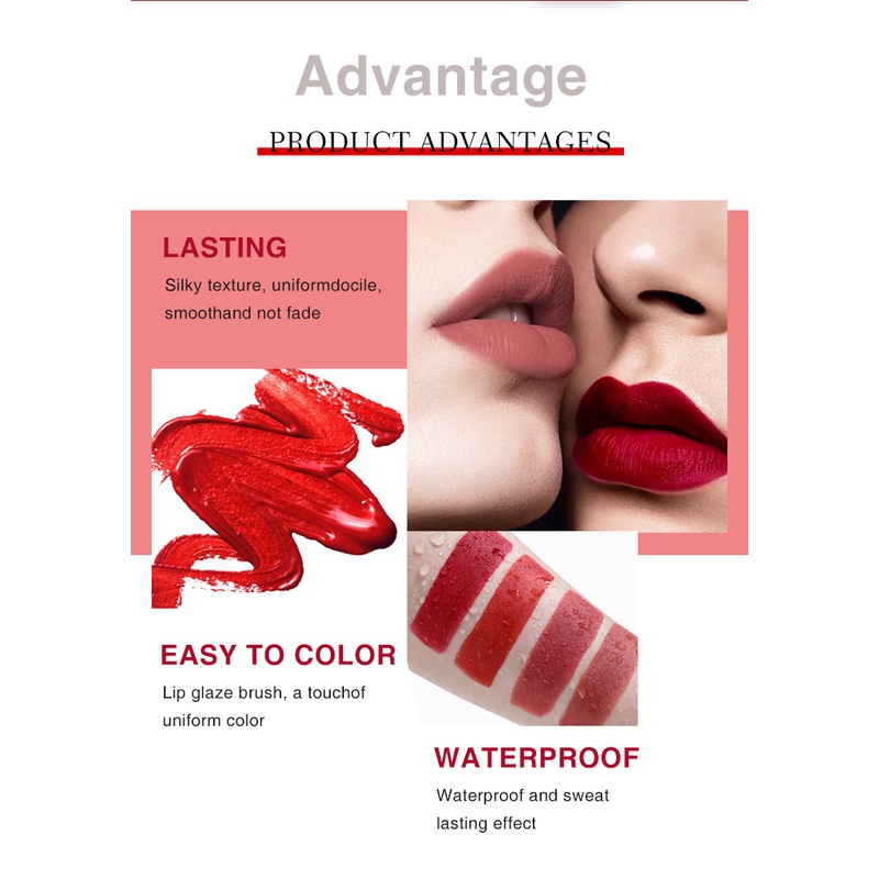 ลิปกลอส ถ้วยไม่ติดด้าน กันน้ํา ลิปสติก ให้ความชุ่มชื้น คราบริมฝีปากติดทนนาน ลิปทินท์ - รูปที่ 5