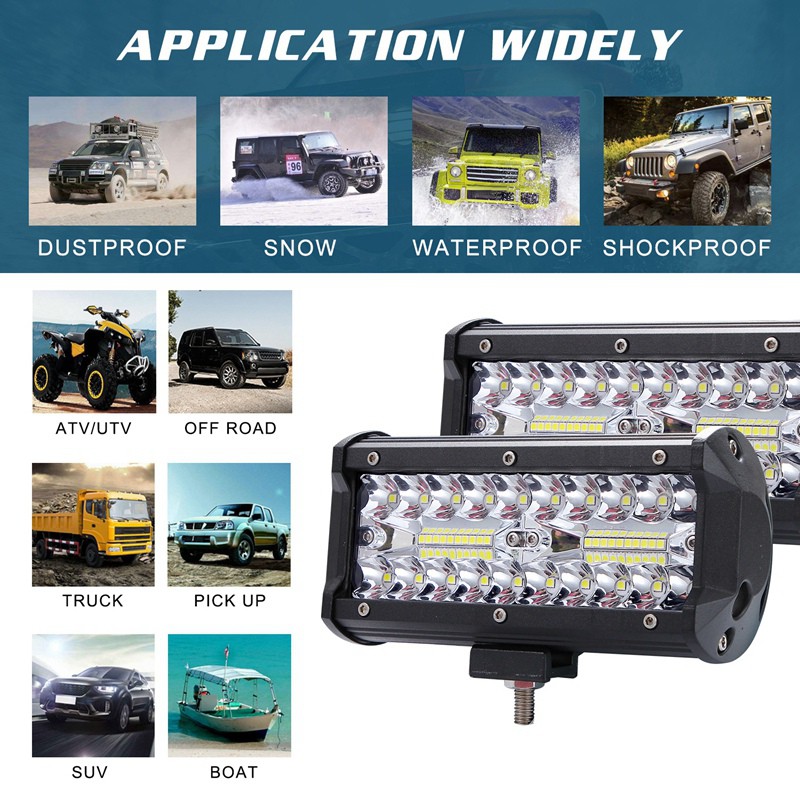 2X 7"inch 36W CREE LED Work Light Bar Flood Lights Driving 4WD Offroad Truck SUV