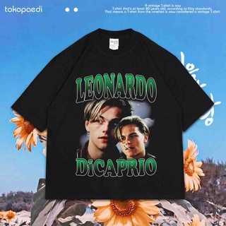 เสื้อยืดผ้าฝ้ายพิมพ์ลายขายดี เสื้อยืด พิมพ์ลาย Leonardo DICAPRIO VINTAGE ขนาดใหญ่ | เสื้อยืด ขนาดใหญ่ | เสื้อยืด สไตล์วิ