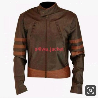 เสื้อแจ็กเก็ตหนังสังเคราะห์ ลายหมาป่า