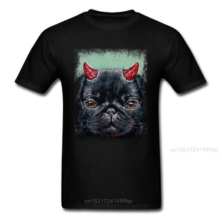 เสื้อยืดครอปDevil PUG Crazy เสื้อยืดแขนสั้น ผ้าฝ้ายแท้ พิมพ์ลายวันขอบคุณพระเจ้า สําหรับผู้ชาย 2018S-5XL