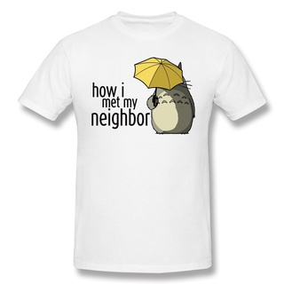 เสื้อยืดพิมพ์ลายprintingเสื้อยืดคอกลม แขนสั้น ผ้าฝ้าย 100% พิมพ์ลาย How I Met My Neighbor Totoro ทรงหลวม สําหรับผู้ชาย ค