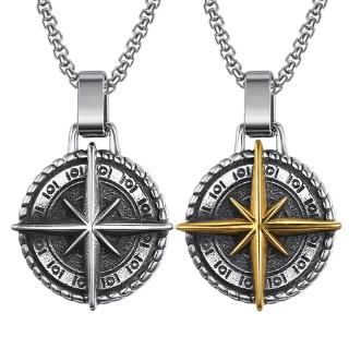 Vintage Punk Compass Compass Pendant Mens Necklace Jewelry