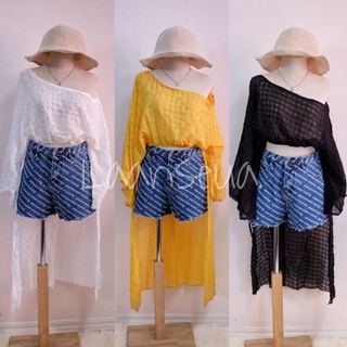 Chiffon top เสื้อปาดไหล่ สไตล์หน้าสั้นหลังยาว เนื้อผ้าชีฟอง มี3สี