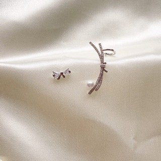 AW-0085 earcuff/earring โบว์ประดับมุก