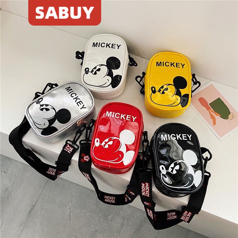 SABUY 2023 เทรนด์แฟชั่นใหม่น่ารักมิกกี้การ์ตูนแบบเด็กกระเป๋าสะพายข้างผู้สื่อสารมินิเด็กกระเป๋าใส่เหรียญห้าสีตัวเลือก