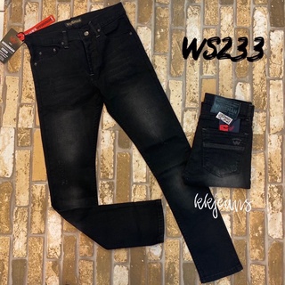 ยีนส์ขาเดฟสีดำฟอก ผ้ายืด ws233