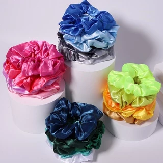 1 ชิ้น 4 นิ้ว ผู้หญิง หลากสี ผ้าไหม Scrunchie ยืดหยุ่น แฮนด์เมด ที่คาดผมหางม้า ที่คาดผม อุปกรณ์ผม