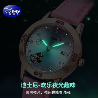 ✓Disney watch สาวประถมโรงเรียนน่ารัก 6-12 ปีกันน้ำส่องสว่างเด็กมัธยมต้นนาฬิกาอิเล็กทรอนิกส์มินนี่แท้