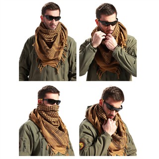 ผ้าชีมัค ผ้าพันคอ ผ้าคลุมไหล่ (Shemagh Tactical Arabic Scarf Arab Scarves Men Winter Military Windproof Scarf)