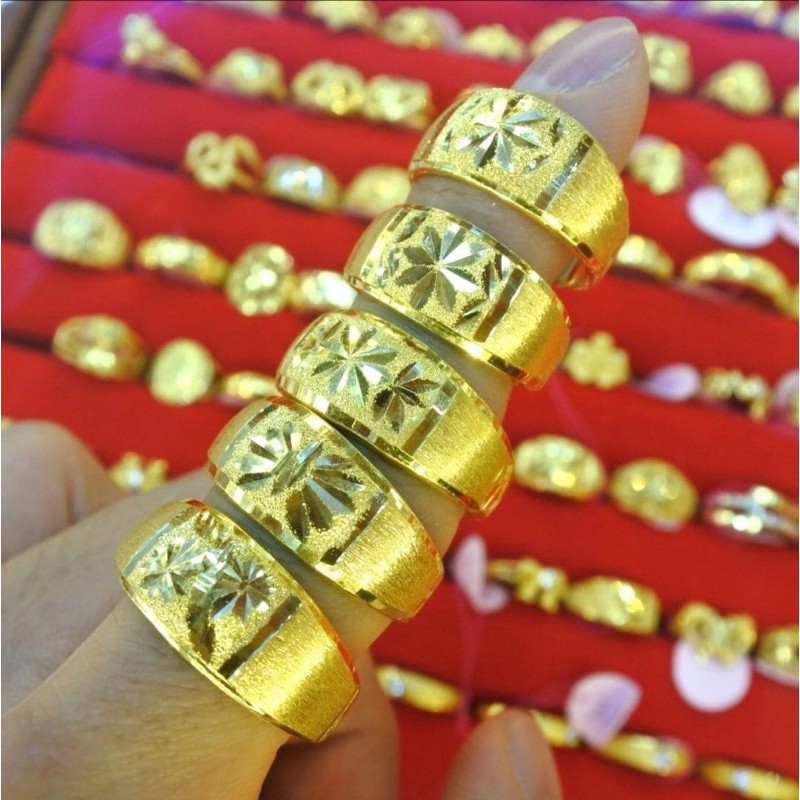 แหวนทองลายเต๋าไป๋ แหวนทองลายตัน หน้ากว้าง ทอง 96.5 % หนัก 1 สลึง