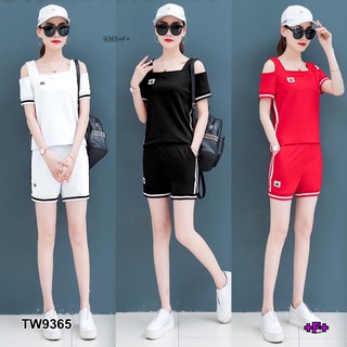 TwinsShopVip💗พร้อมส่ง TW9365 Set เสื้อเว้าไหล่ + กางเกง