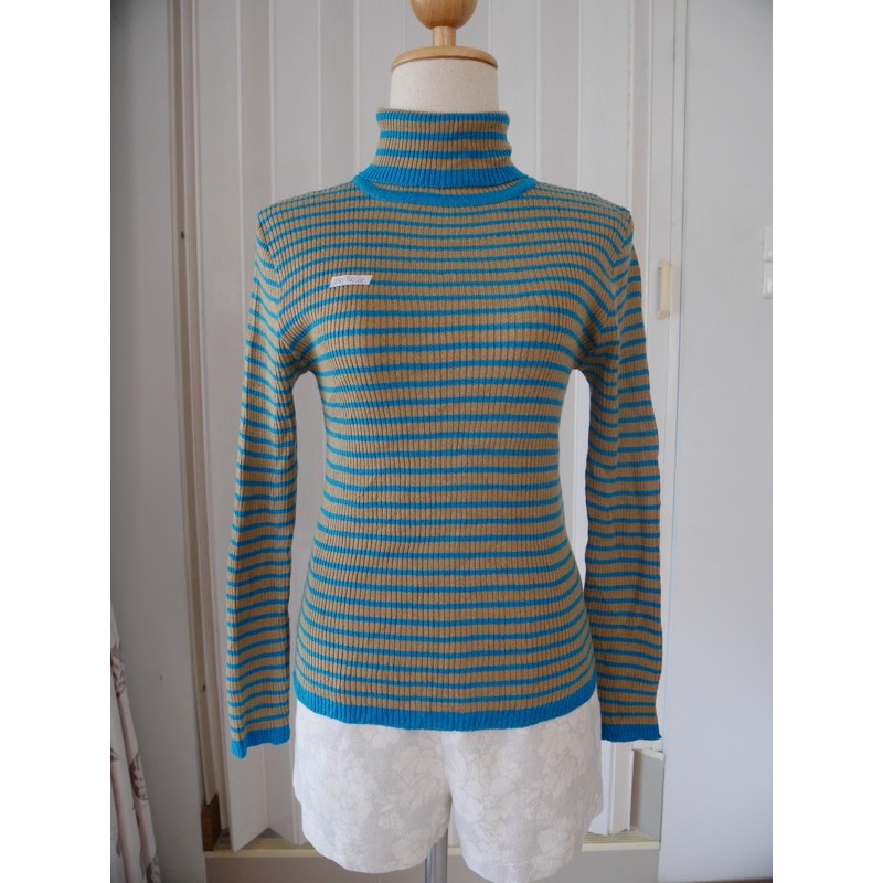 เสื้อคอเต่า ไหมพรม เข้ารูป มือสอง Size M อก 28” ไหล่ 13” ยาว 22”