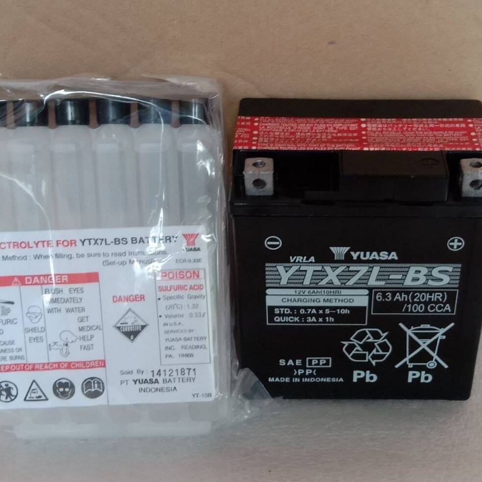 31500-KYJ-901 แบตเตอรี่ (YTX7L-BS TYBC)HONDA CBR250R,CBR300R,พร้อมอีเล็กโทรไลต์และคู่มือติดตั้ง,1ลูก