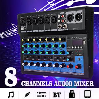 เครื่องมิกเซอร์เสียง 48V 8 ช่อง แบบพกพา พร้อมบลูทูธ USB DJ มิกซ์คอนโซล แจ็ค MP3 เครื่องขยายเสียงคาราโอเกะ สําหรับคาราโอเกะ KTV