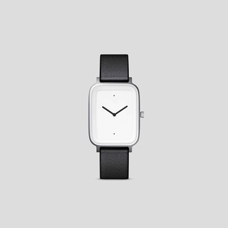 นาฬิกาข้อมือชายหญิง,Minimal,OBLONG 02 MATTE STEEL ON BLACK ITALIAN LEATHER