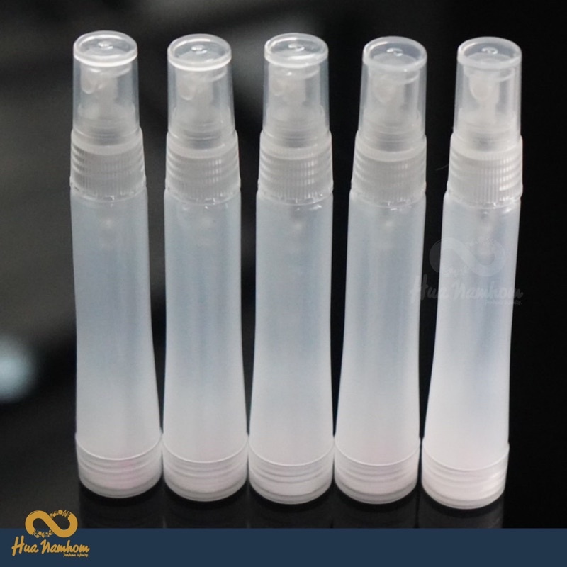 ขวดสเปรย์พลาสติกใส ปริมาณจุ 10ml ก้นปั้มน้ำหอมจากขวดฝาล๊อคได้