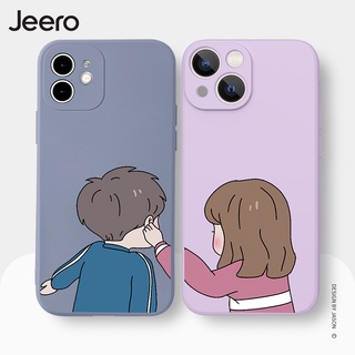 Jeero เคสคู่ เคสไอโฟน คู่รัก ขอบเหลี่ยมกันกระแทกซิลิโคนนุ่มลายการ์ตูนน่ารักตลก เคสโทรศัพท์ Compatible for iPhone 15 14 13 12 11 Pro Max SE 2020 X XR XS 8 7 Plus xsmax iphone7 iphone8 พลัส HFE682