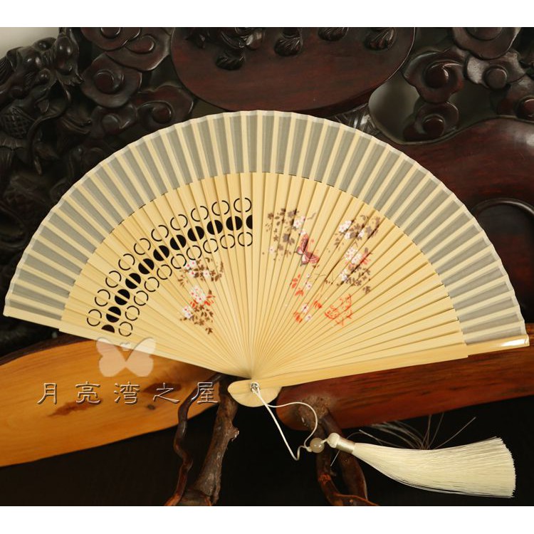 [时光的小店]Moon fan retro style 6-inch folding fan folding fan Hanfu ca ...