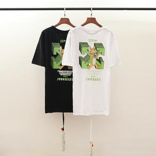 ราคาต่ำสุดOFF WHITE ผู้ชายและผู้หญิงแฟชั่นลำลองเสื้อยืดแขนสั้นS-3XL