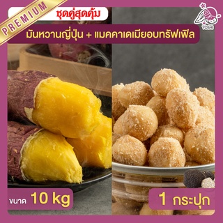 แพ็คคู่ถูกกว่า ! มันหวานญี่ปุ่น เบนิ ฮารุกะ 10kg + แมคคาเดเมีย อบทรัฟเฟิล 1 กระปุก ส่งฟรี นำเข้าจาก อิบารากิ ญี่ปุ่นแท้