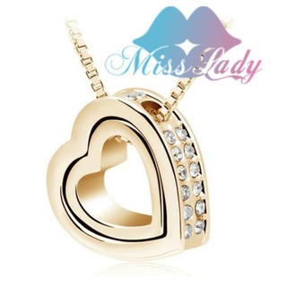 ﻿Miss Lady สร้อยคอพร้อมจี้รูปหัวใจ 2 ดวงซ้อนกัน  Austrian Crystale  รุ่น : MLY2891 #4